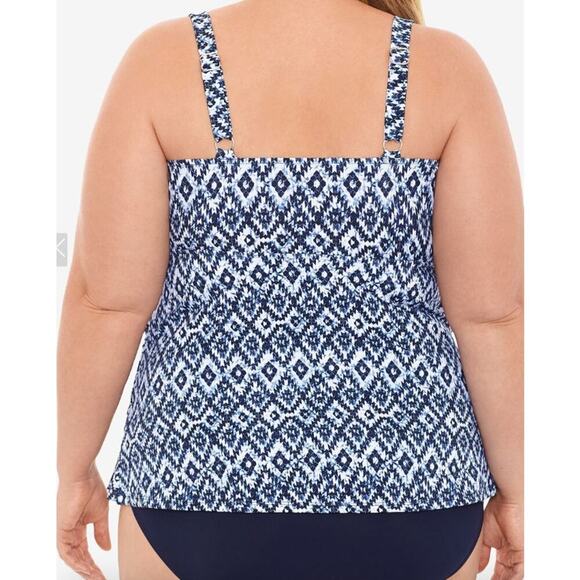 Swim Solutions Women's Tummy Control Blue One Piece Swimsuit Blue Size 18W - Picture 2 of 3